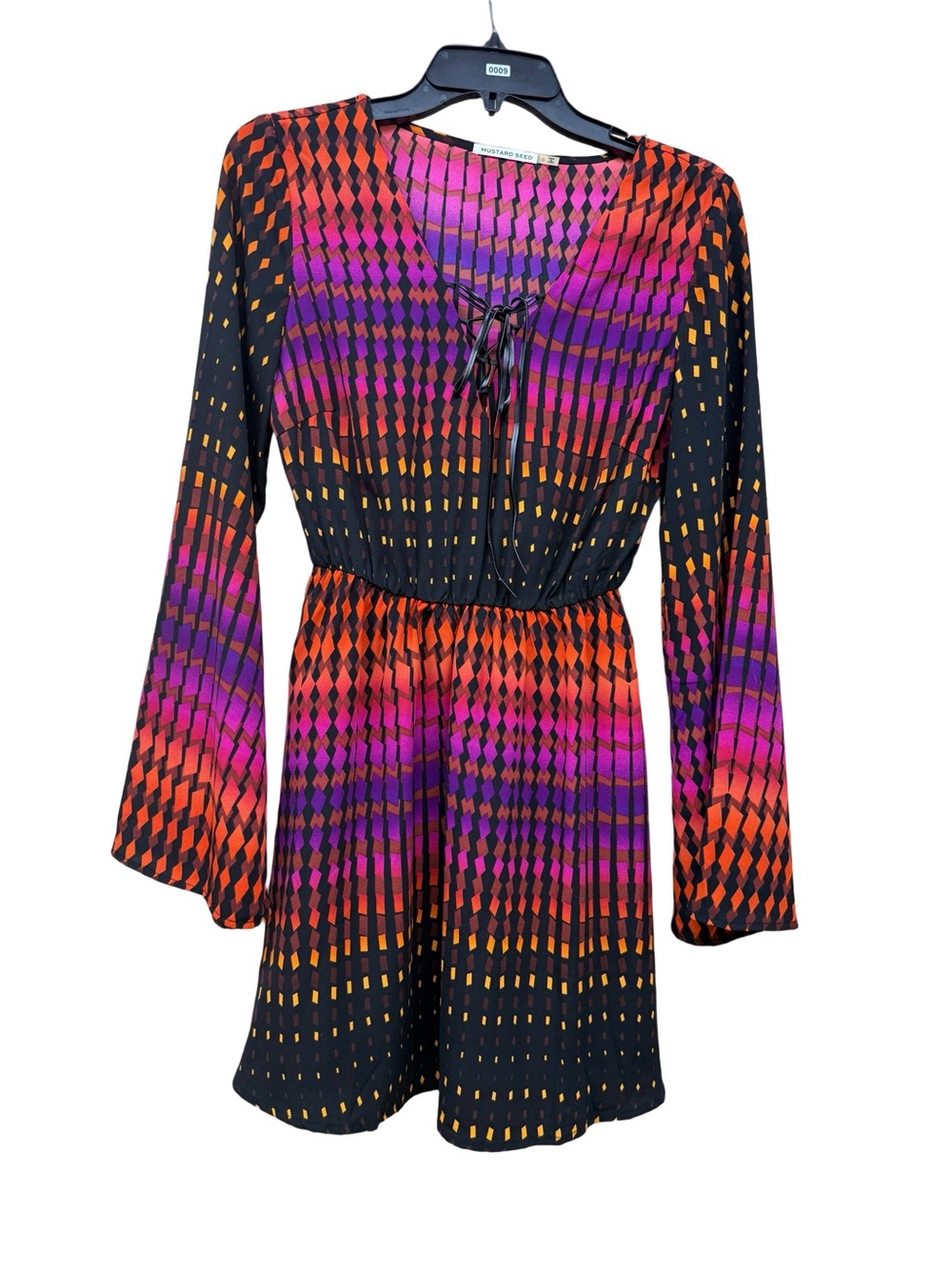 Mustard Seed Pink, Orange & Black Geometric Print Top